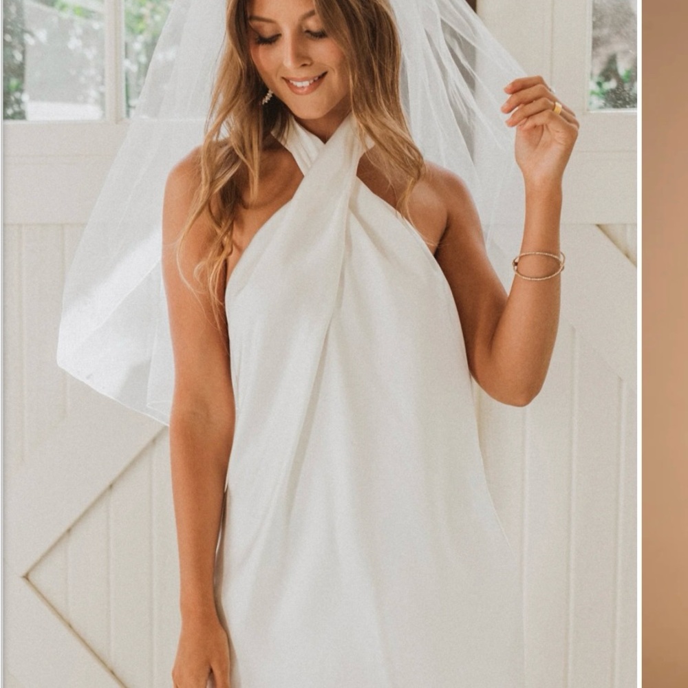 ShowMeYourMuMu White Jasmine Dress, Halter Mini Dress